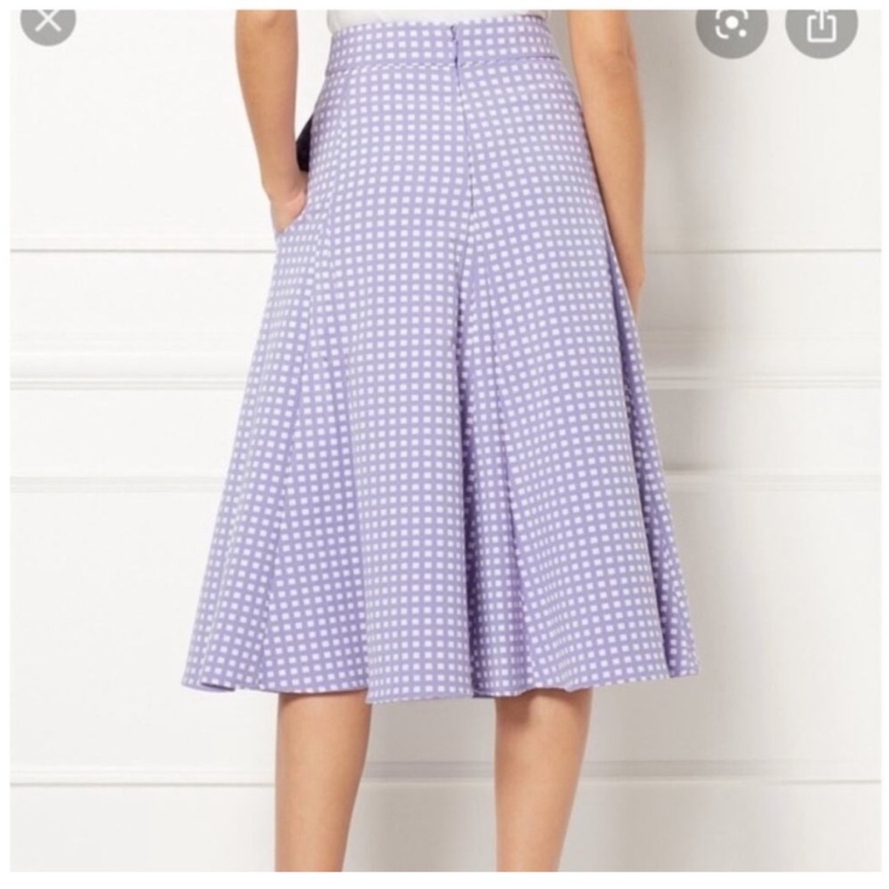 Eva Mendes | Purple Gingham A-Line Skirt | Size 6 - Picture 3 of 6